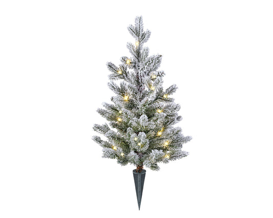 Árbol de Navidad Nevado Portátil con Luces Micro LED 60 cm de Alto x 36 cm de Diámetro