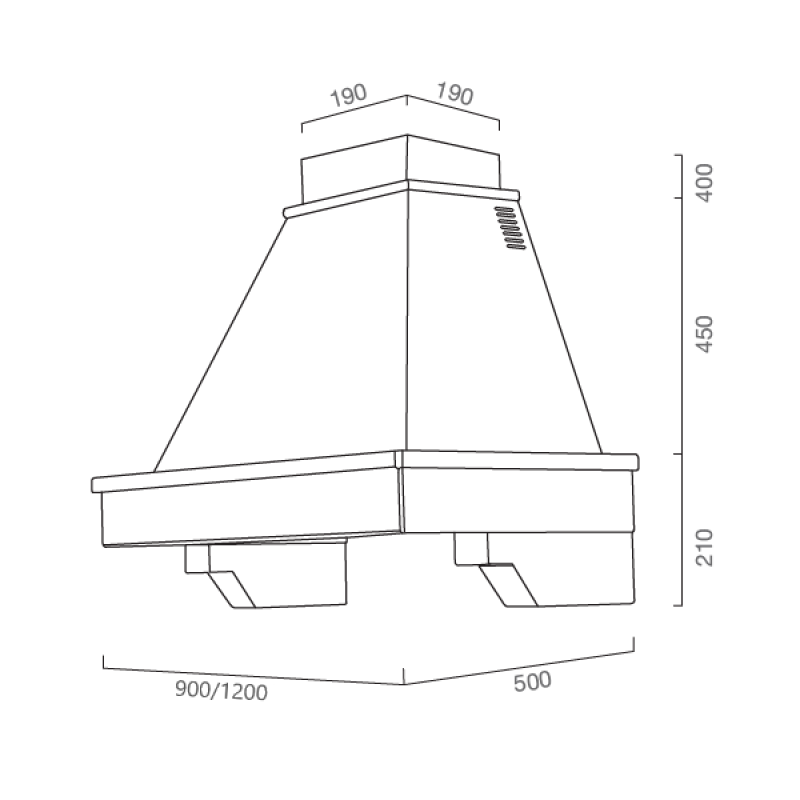 BRIDGE extractor hood in silver stainless steel and 90 cm inlaid wooden frame