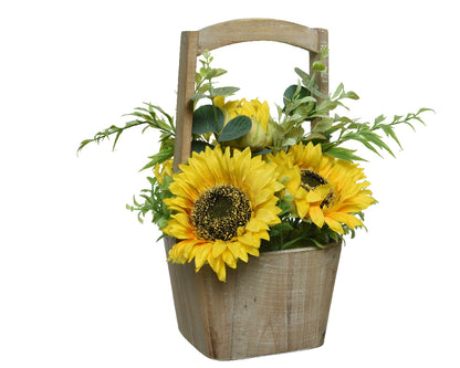 Sunflower in yellow polyester pot