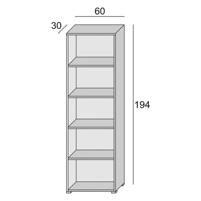 Compact Bookcase With Five Adjustable Shelves, white, concrete background