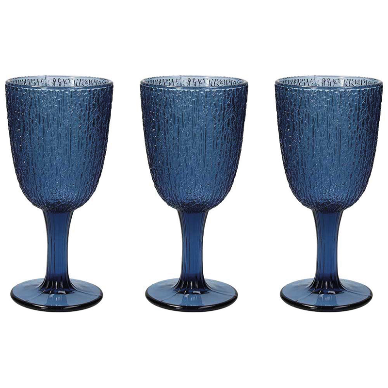 Set 3 Goblets 250 Cc Blue Glass DAVOR LINE