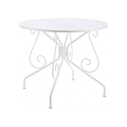 Etienne classic white table D90 in metal for outdoor use