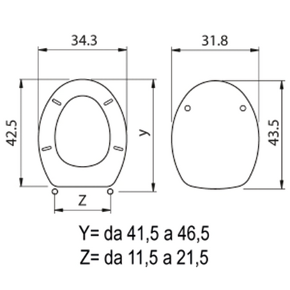 Tapa de inodoro Apto para Ellisse con bisagras metálicas ajustables