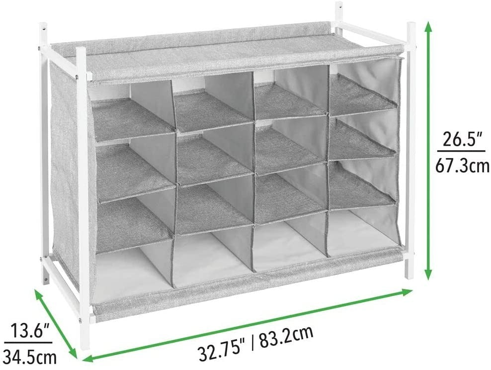 Space-saving shoe cabinet with 16 compartments