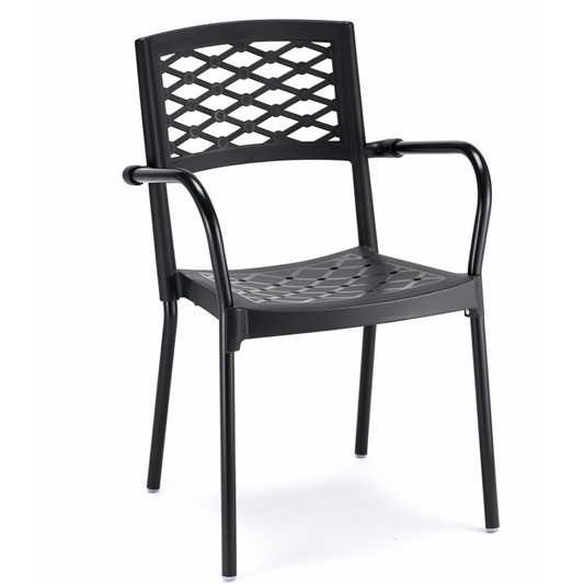 Design-Aluminium-Sessel Lula Anthrazit - B 55 x T 56 x H Rückenlehne 86 x H Sitz 46 x H Armlehne 68 cm