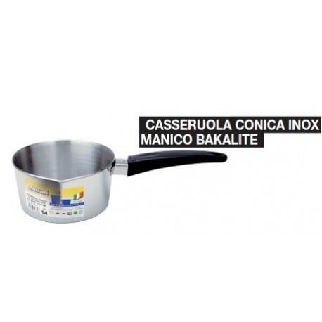 Cacerola cónica de acero inoxidable Gnali mod. Echo con mango de baquelita - 14