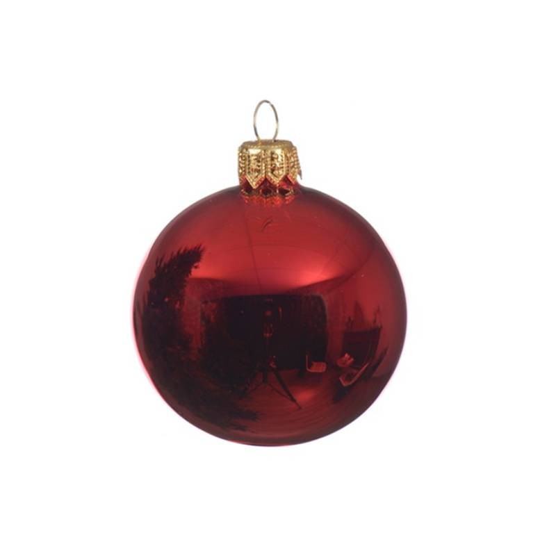 Bola de Navidad de cristal rojo brillante cm 15