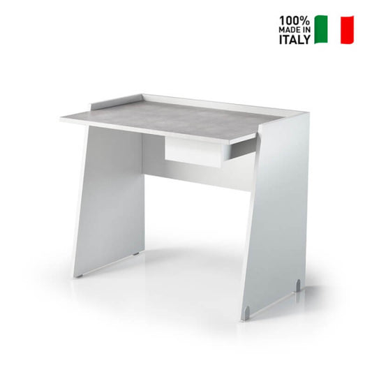 Desk With Drawer (Metal Guide) And White Cement Effect Top Concrete Top