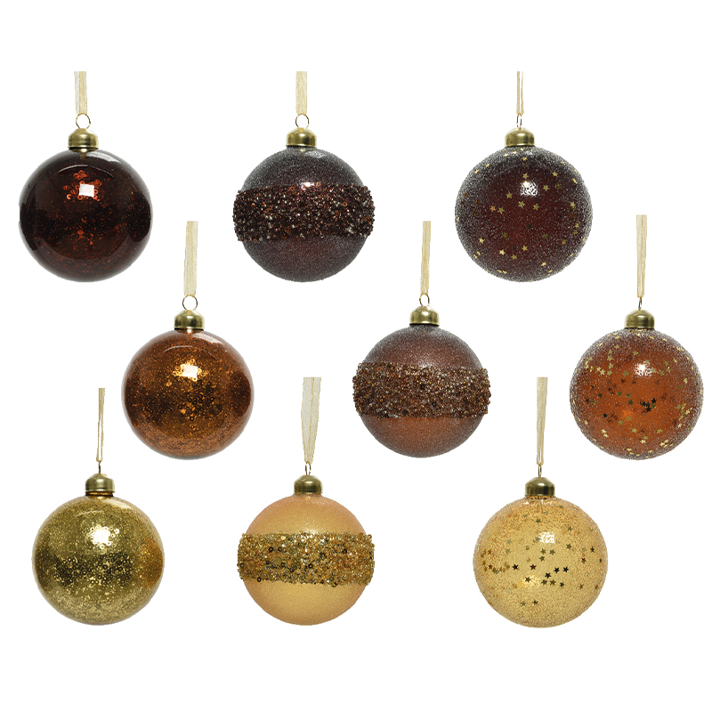 Assorted Christmas ball brown - gold Ø8 cm