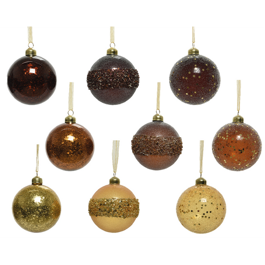 Assorted Christmas ball brown - gold Ø8 cm