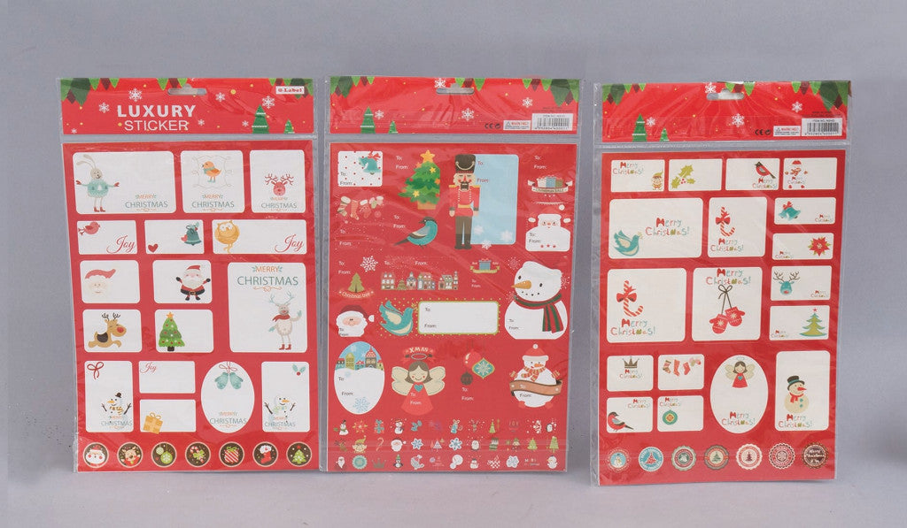 50 Paper Package Stickers on Folder Cm.21X35 Assorted Models Christmas Decoration