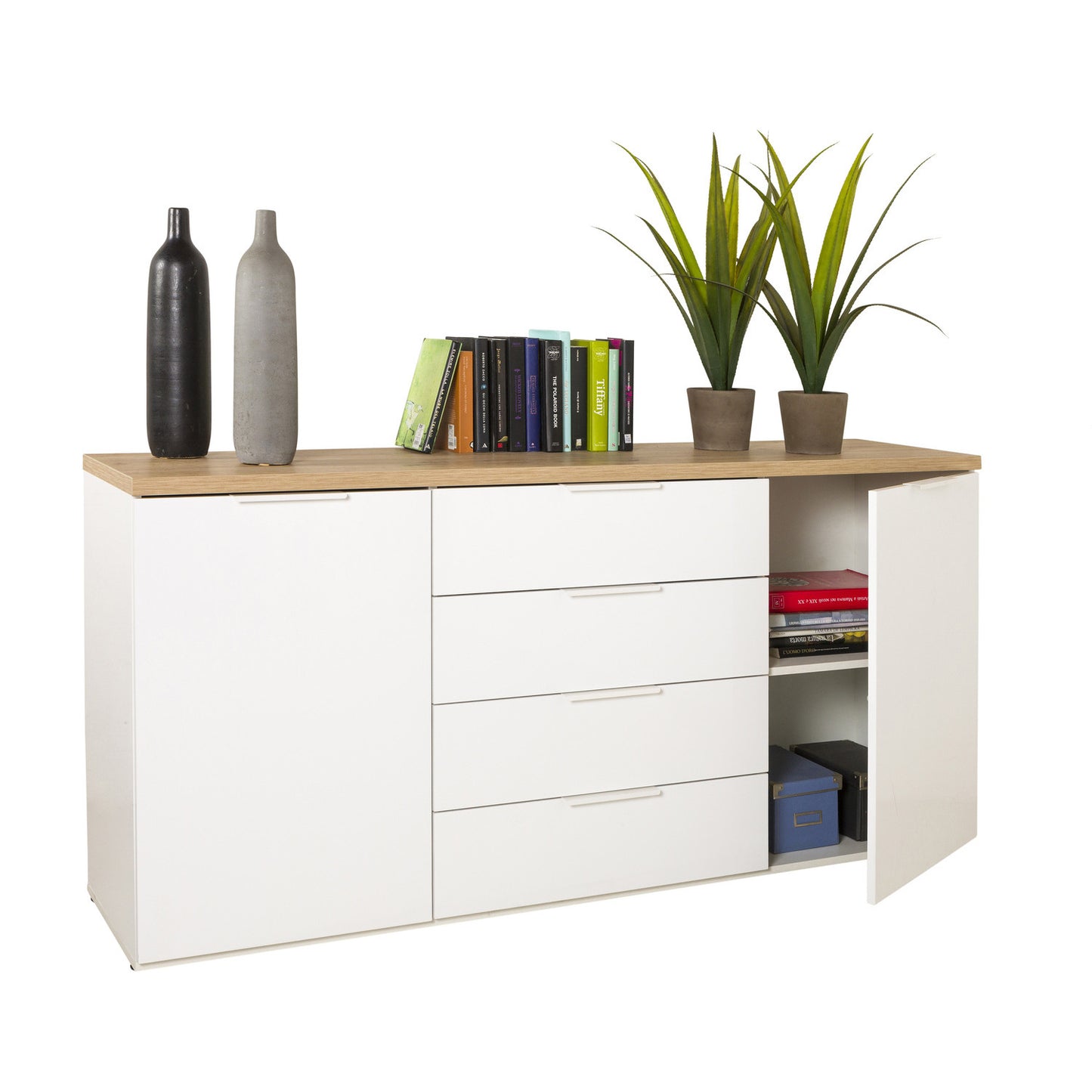 Mundi Storage Cabinet with 4 Drawers and 2 Doors 170x44x82 cm