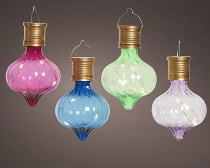 Fixed plastic solar light bulb 4 assorted colours