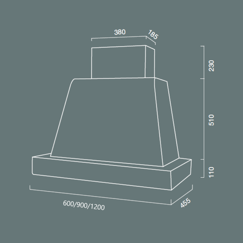 BRIO WOOD extractor hood in silver stainless steel and 120 cm wooden frame