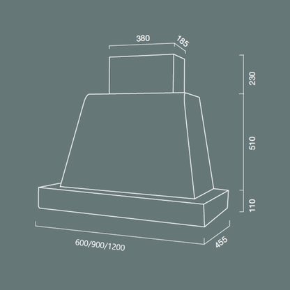 BRIO WOOD extractor hood in silver stainless steel and 120 cm wooden frame