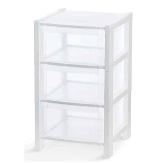 Tower chest of drawers 3 white drawers 38x38x59 cm