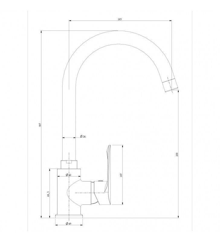 Mezclador de lavabo con caño alto, acabado cromado - Serie One