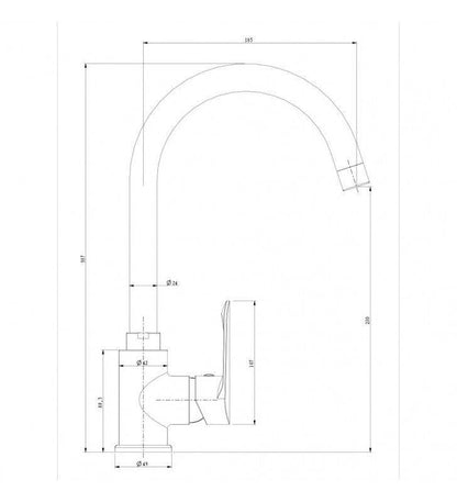 Mezclador de lavabo con caño alto, acabado cromado - Serie One