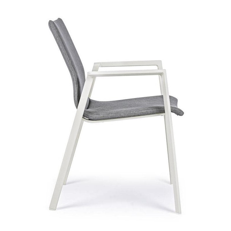 Silla De Exterior De Aluminio Blanco Con Cojín Gris Oscuro Odeon 55,5X60 H83 Cm