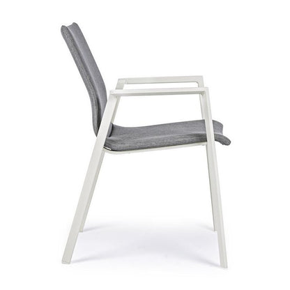 Outdoor Chair In White Aluminum With Dark Gray Cushion Odeon 55.5X60 H83 Cm