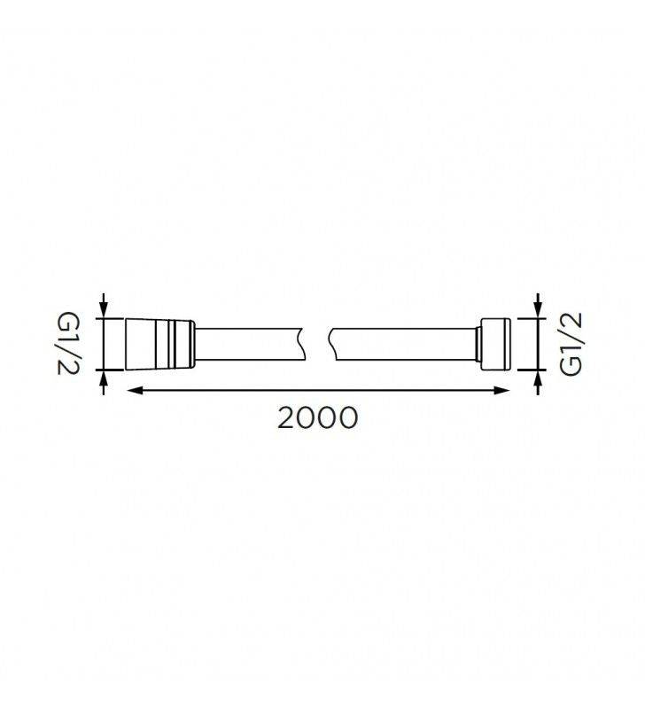 Steel shower hose with double coupling 200 cm.