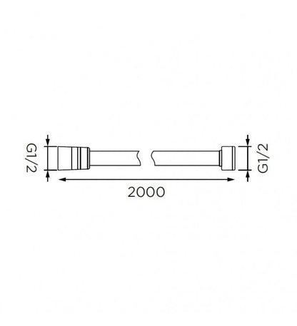 Steel shower hose with double coupling 200 cm.