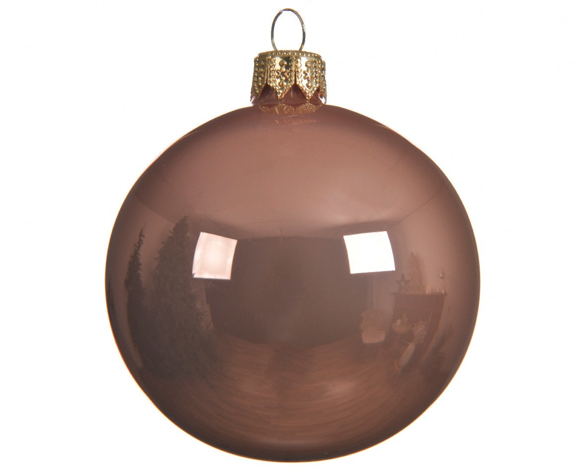 Christmas tree decoration. Polished bronze glass ball 6 cm