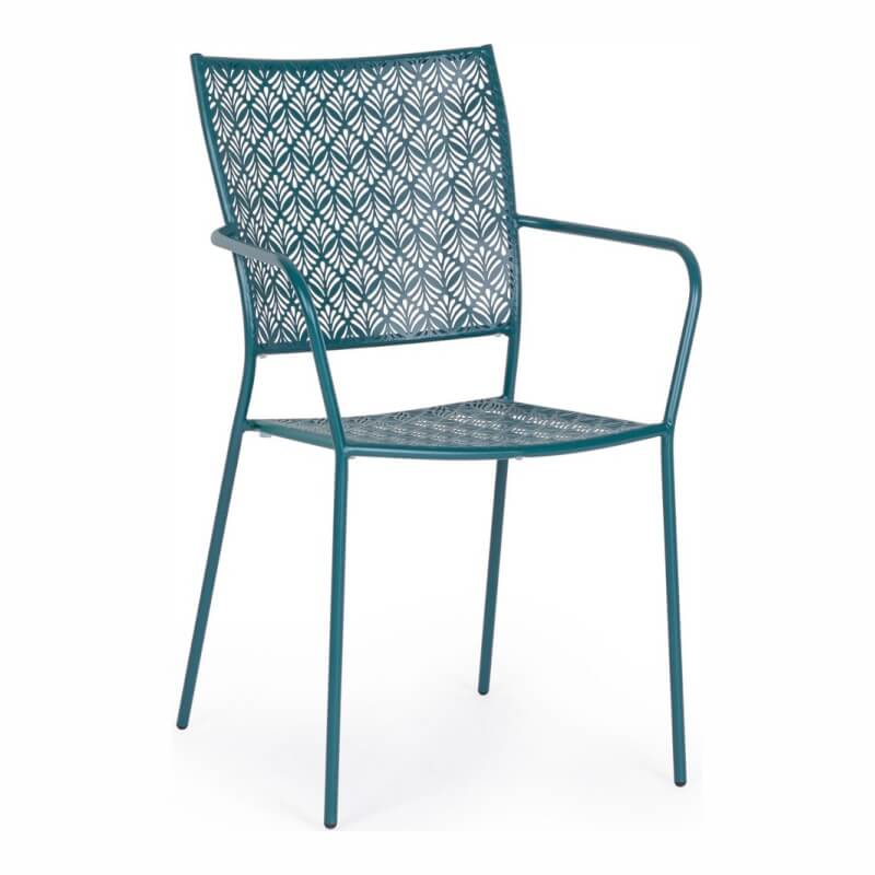 Silla de exterior apilable con reposabrazos Lizette Ocean