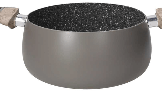 Non-stick saucepan with 2 handles in dove gray aluminum 24x11.5h cm