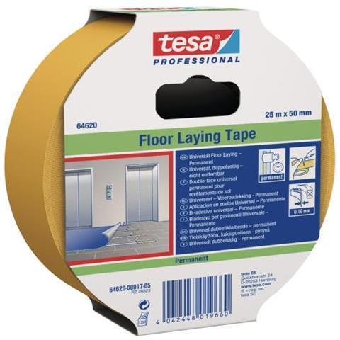 tesa Universal Double Sided Flooring Tape - Permanent 50mm x 50m, product number 64620-00004-02.