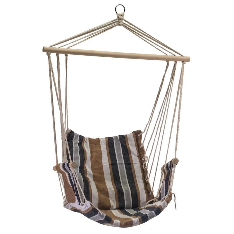 Rocking chair in brown striped fabric cm96