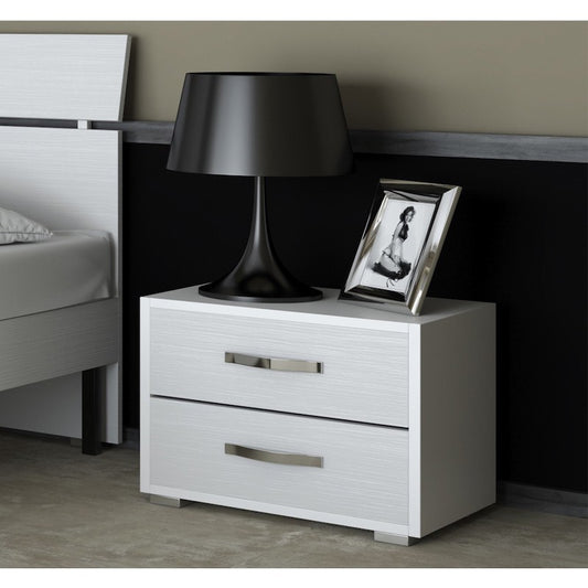 Bedside Table 2 White Drawers