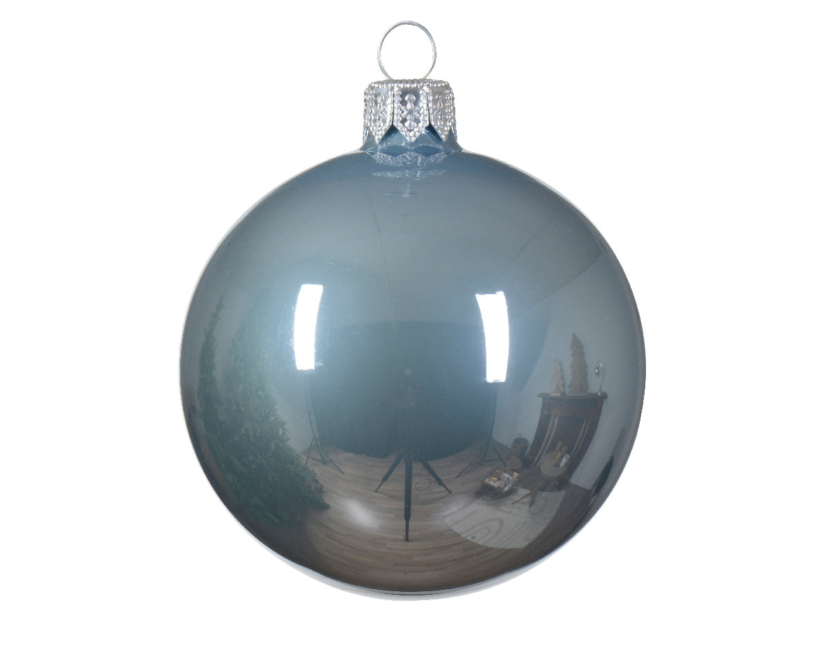 Enchanting 6cm Blue Veiled Enamel Glass Christmas Ornament