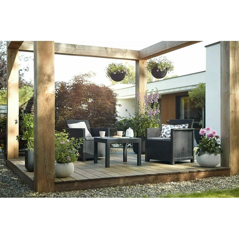 Keter Set 2 Sessel + EMMA BALCONY Offener Couchtisch Graphit