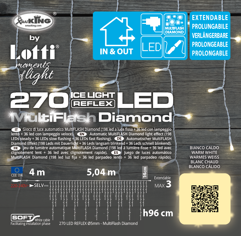 Ice Light 270 MiniLED MultiFLASH 504xH96cm
 Christmas lights