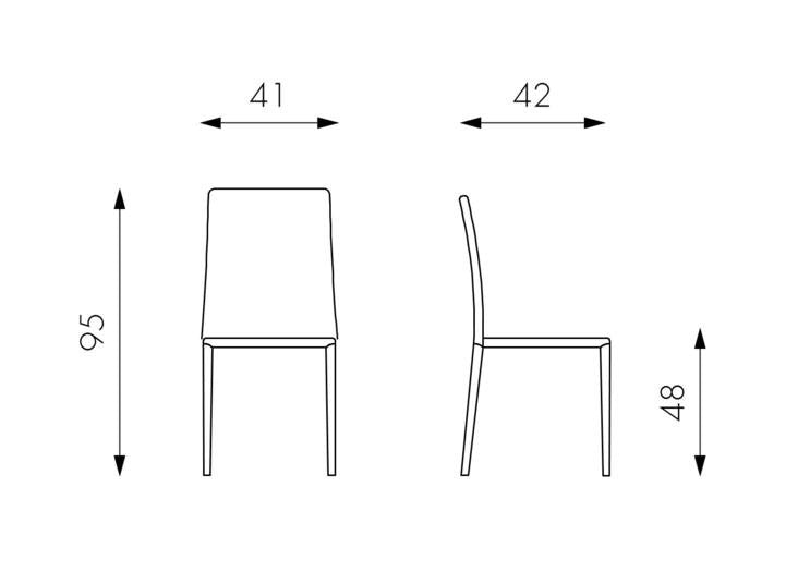 Set aus 4 Stühlen aus Kunstleder in Schokoladenbraun, Metallgestell, 441xH.95 cm