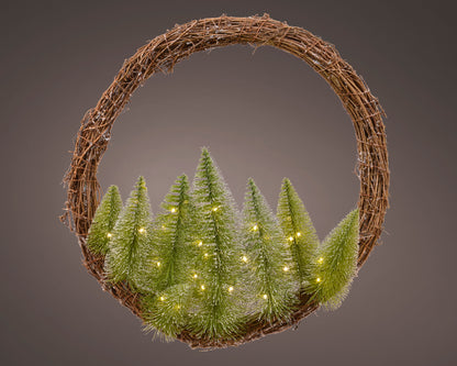 Indoor decorative garland with illuminated trees H 28 x ø 50 cm