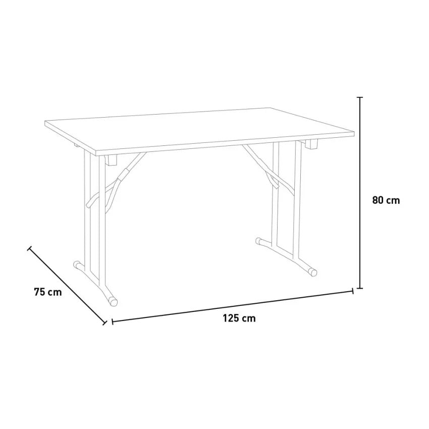 Mesa con patas plegables de roble.