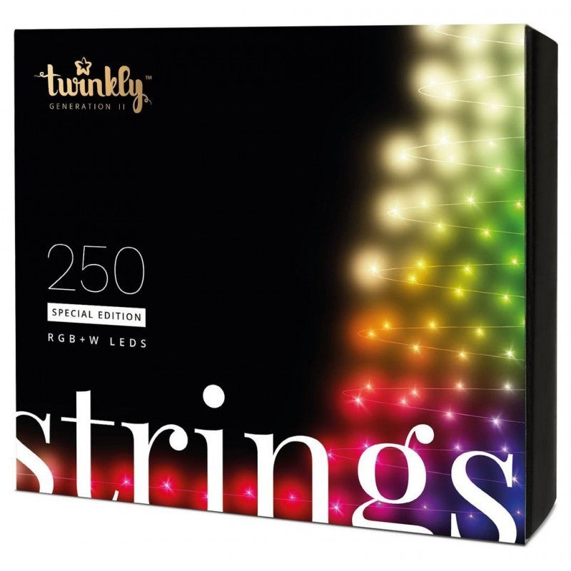 Twinkly STRINGS Luces de Navidad Smart 250 Led RGBW II Generación Cable Negro