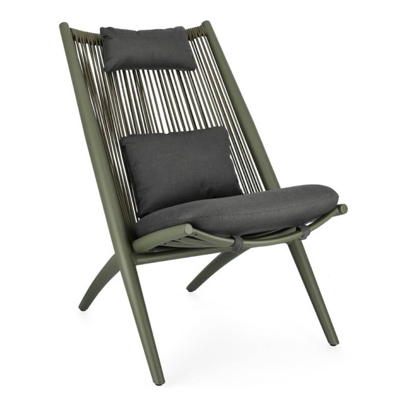 Green Aloha Lounge armchair with cushions 66x84x98h cm