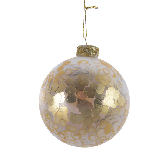 Goldene Weihnachtskugel mit Flocken Ø 8 cm