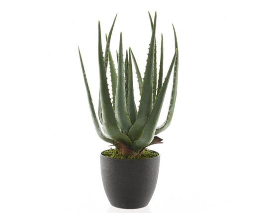 Aloe Artificial En Maceta 40cm Verde - Accesorios Decorativos Para Interiores Y Exteriores Del Hogar