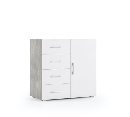 Chest of drawers with white concrete finish