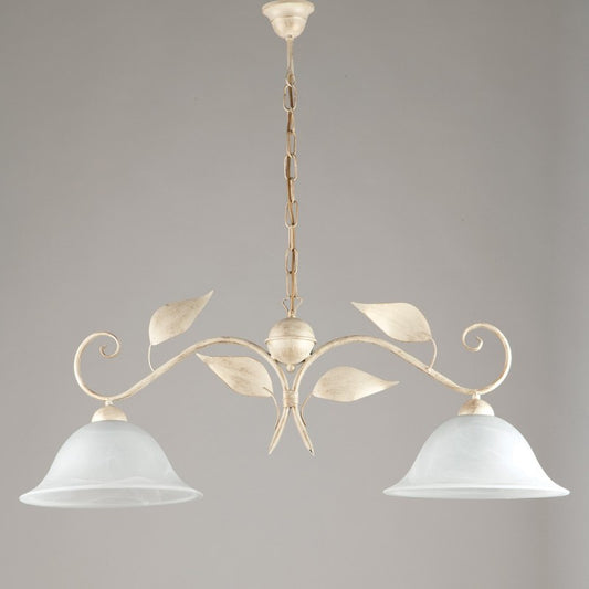 Suspension chandelier in ivory gold iron two lights 93x h34 cm