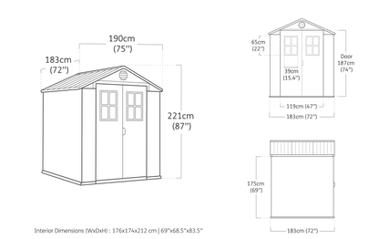 Gartenhaus Darwin 6X6 mit Vorderfenster Braun Keter