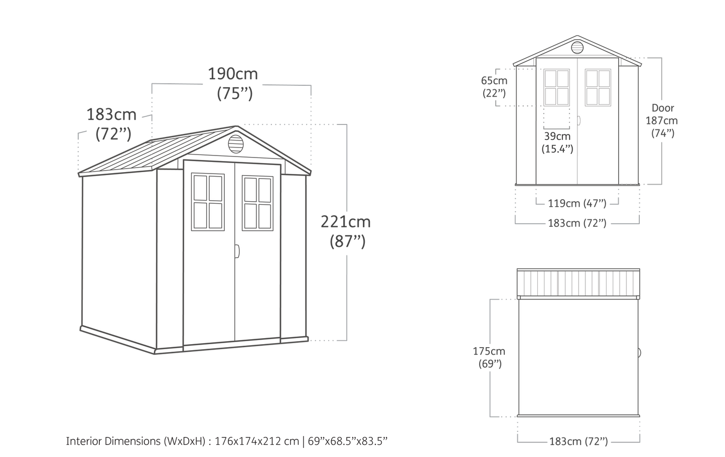 Gartenhaus Darwin 6X6 mit Vorderfenster Braun Keter