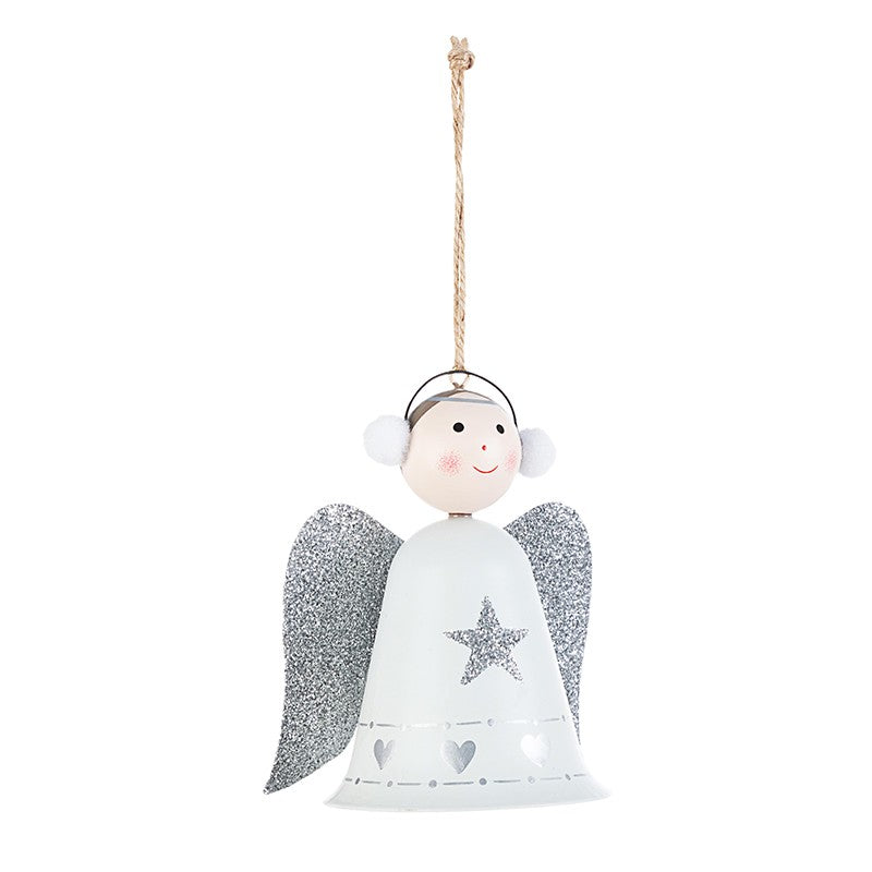 Colgante para decoración navideña Ángel Blanco Plata h12 cm