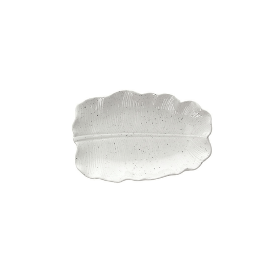 Gray Stoneware corrugated leaf plate 18x12x2,5h cm