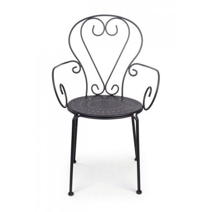 Garden Chair With Armrests In Anthracite Steel Etienne 49X49X H89 Cm