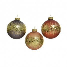 Christmas glass ball with glitter assorted 8 cm 1 pcs